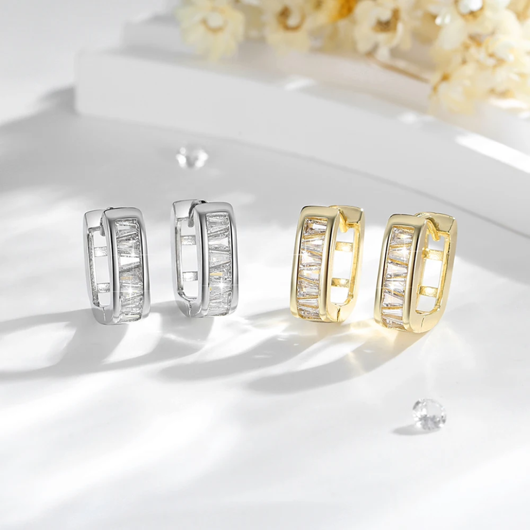 14k Layered Real Gold Plated & silver Layered Real Gold Plated stunning huggies earrings #13