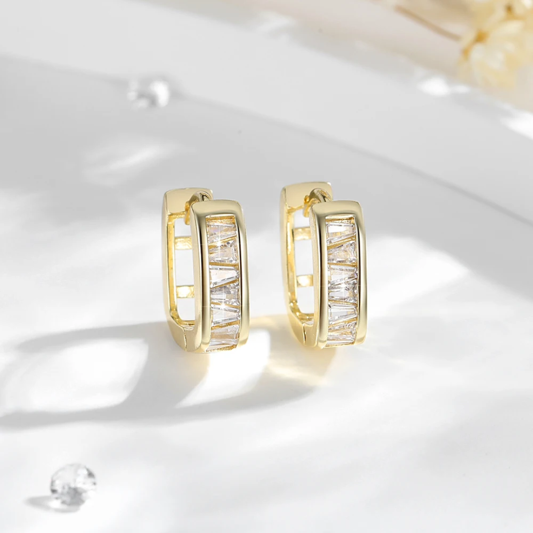 14k Layered Real Gold Plated & silver Layered Real Gold Plated stunning huggies earrings #13