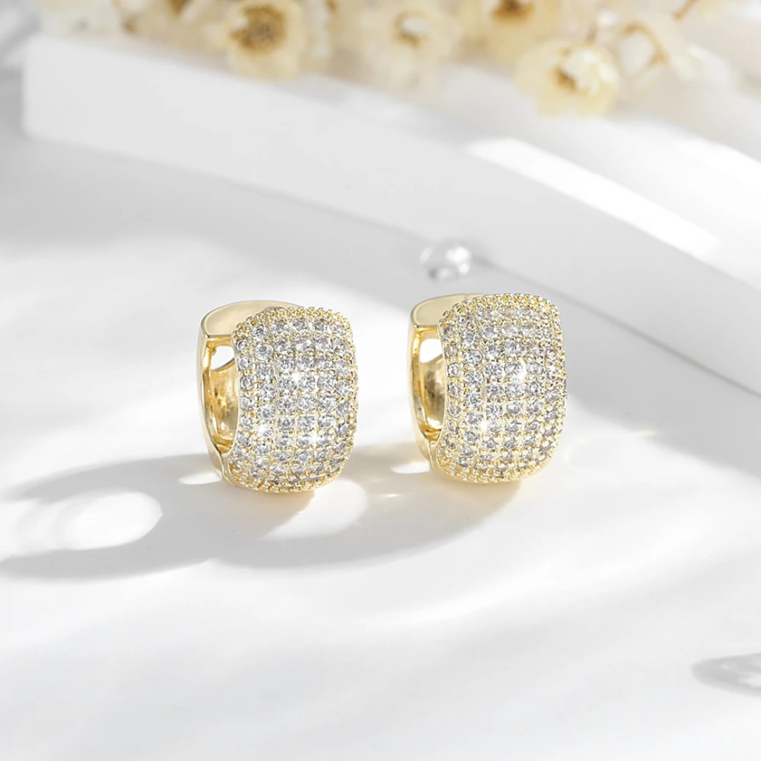 Icedout Real gold Plated round huggies earrings #11
