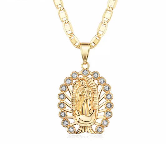 18k Layered Real Gold Filled virgin Mary charm pendant with 24 inches necklace chain #2