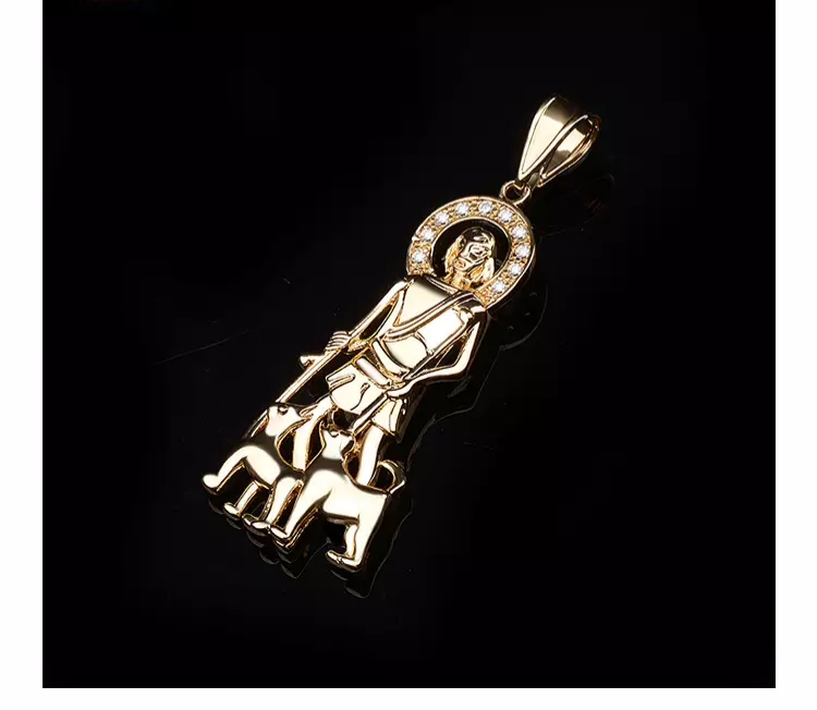 18k Layered Real Gold Filled san lazaro pendant charm with necklace chain 24 inches #21