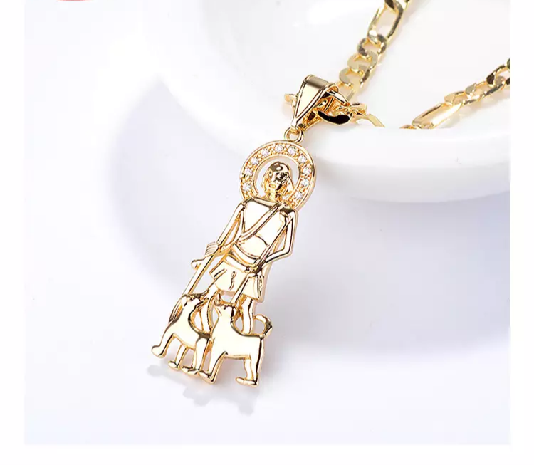 18k Layered Real Gold Filled san lazaro pendant charm with necklace chain 24 inches #21