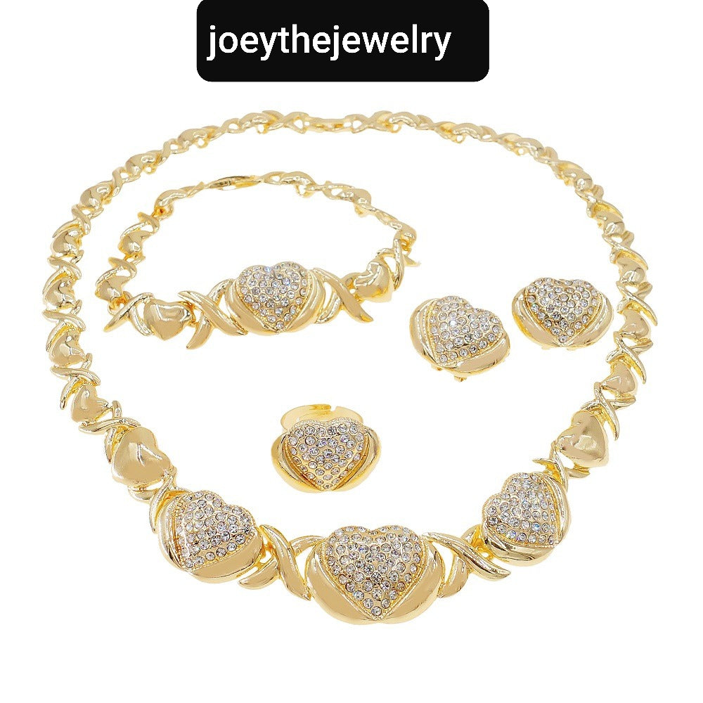 HUGS &KISSES xo set hearts gold Plated #107