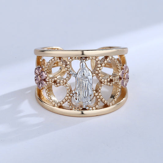 18k Layered Real Gold Filled virgin Mary ring tri colors #2