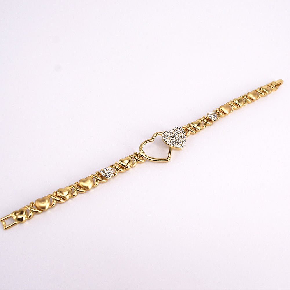 18k Layered real gold filled xo double hearts bracelet #1