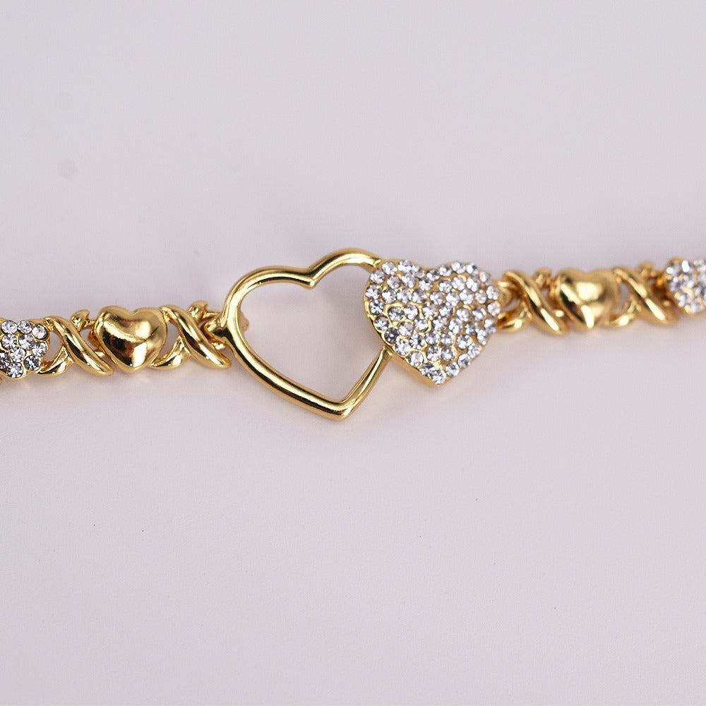 18k Layered real gold filled xo double hearts bracelet #1