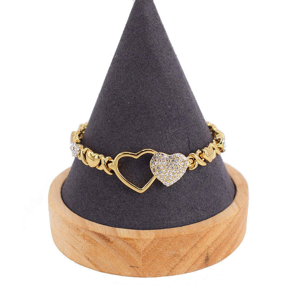 18k Layered real gold filled xo double hearts bracelet #1