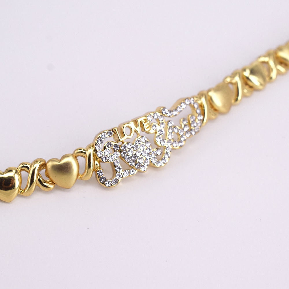 18k Layered real gold filled xo I love you bracelet 7.5 inches #2