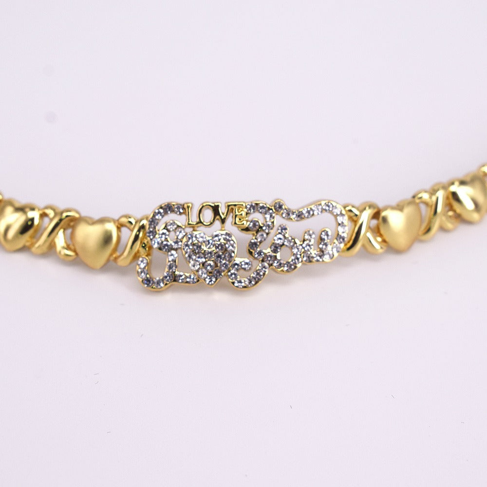 18k Layered real gold filled xo I love you bracelet 7.5 inches #2