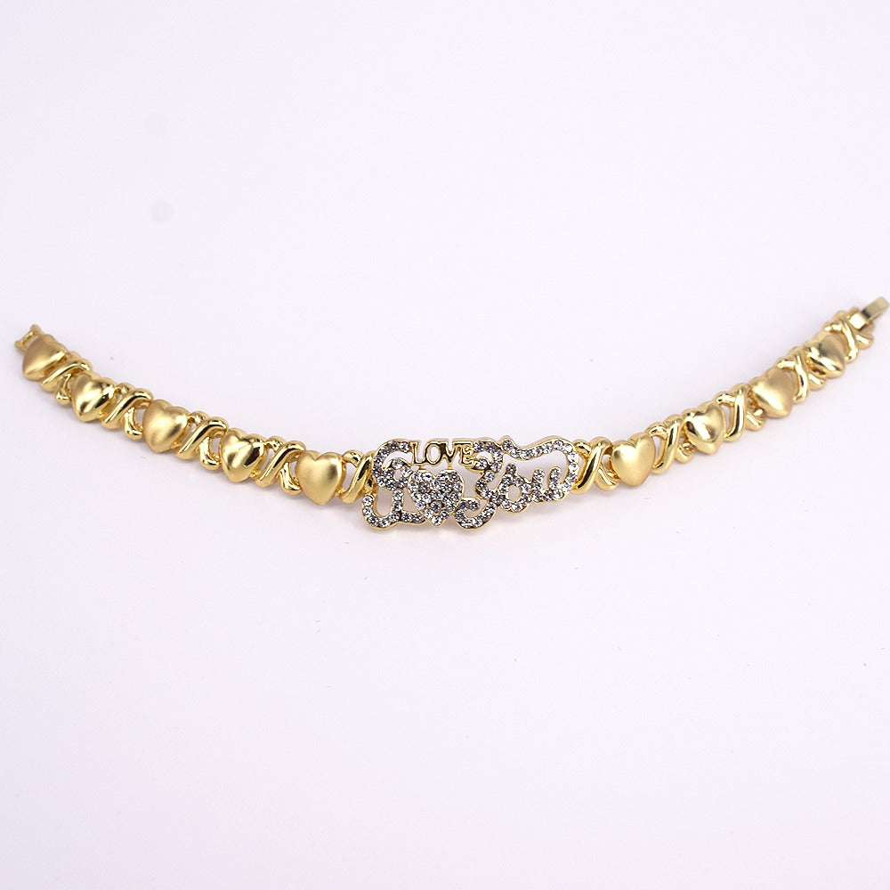 18k Layered real gold filled xo I love you bracelet 7.5 inches #2