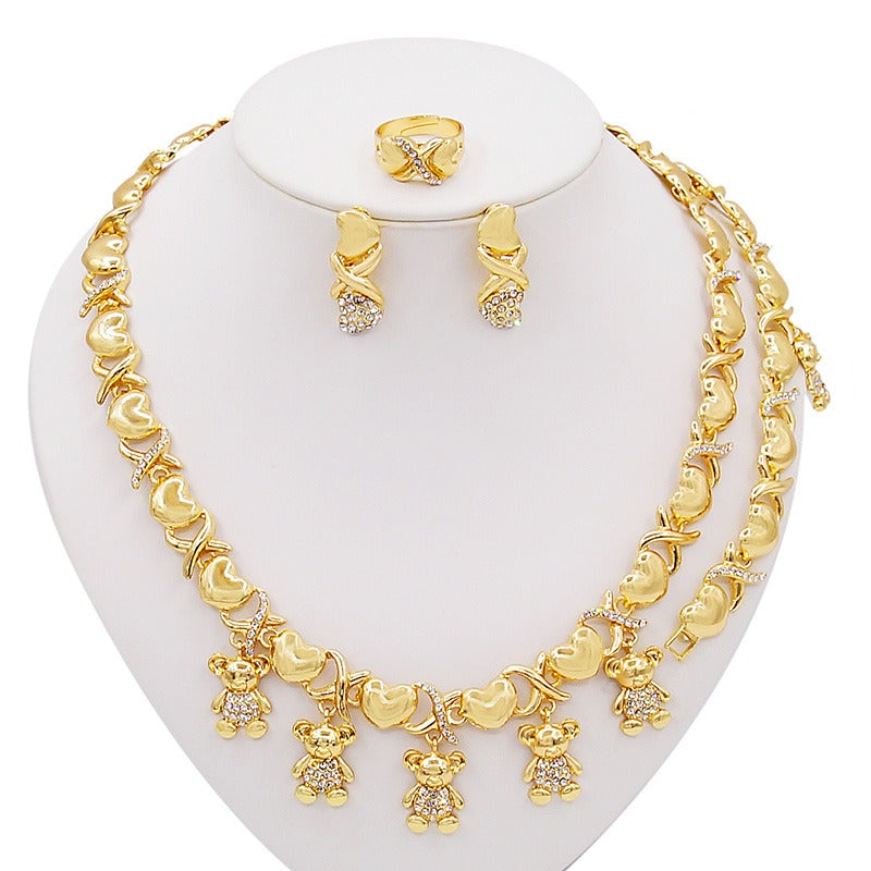 HUGS &KISSES xo set teddy bear gold Plated #38