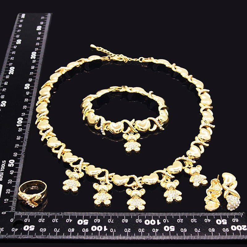 HUGS &KISSES xo set teddy bear gold Plated #38