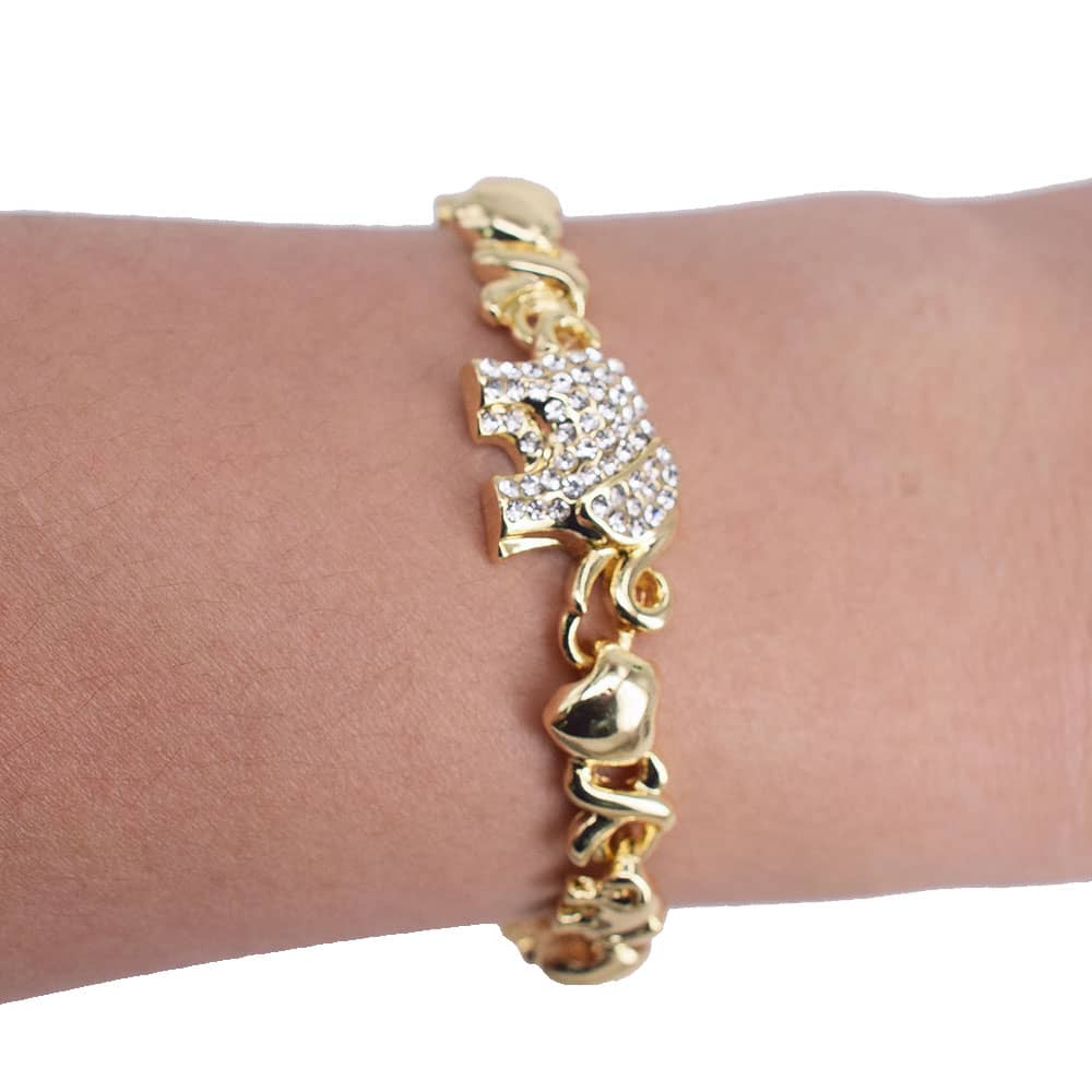 18k Layered real gold filled xo elephants bracelets 7.5 inches #5