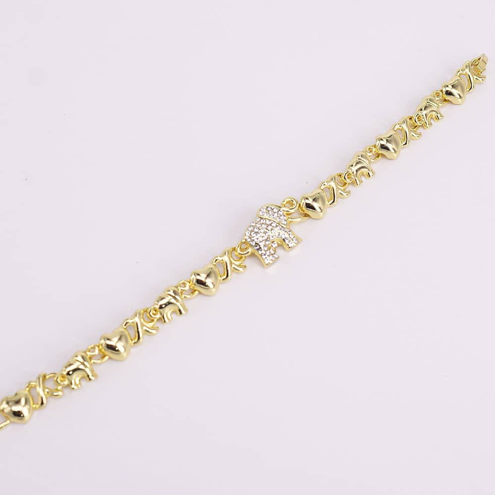 18k Layered real gold filled xo elephants bracelets 7.5 inches #5
