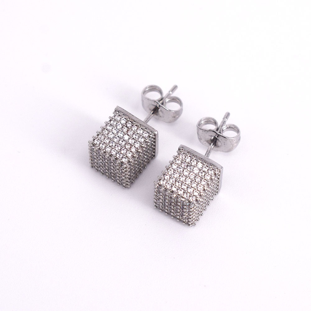 18k Layered Real Gold Plated Icedout hip hop 3D earrings pave settings