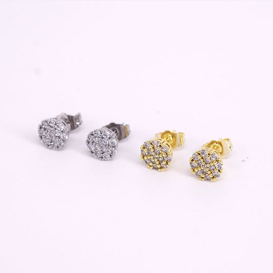 Icedout hip hop Gold Filled Push Back earrings Icedcut micro pave flowers design #8