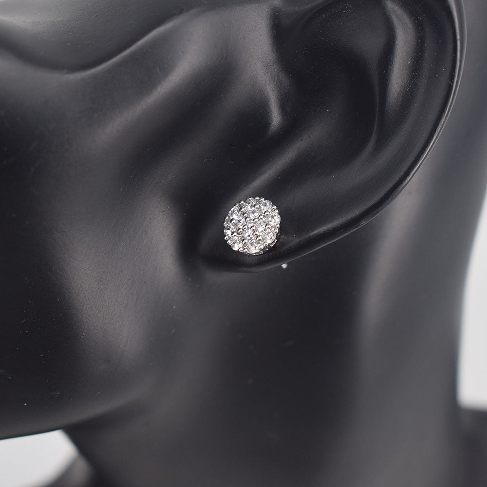 Icedout hip hop Gold Filled Push Back earrings Icedcut micro pave flowers design #8