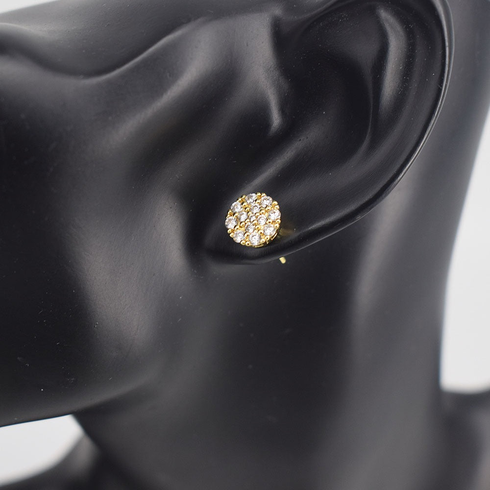 Icedout hip hop Gold Filled Push Back earrings Icedcut micro pave flowers design #8