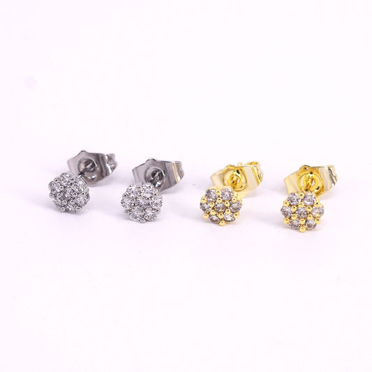 18k Layered Real Gold Filled round flowers earrings hip hop icedout #7