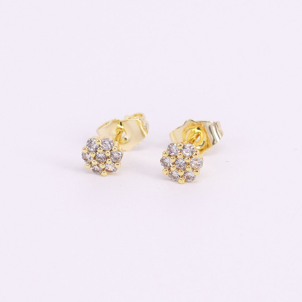 18k Layered Real Gold Filled round flowers earrings hip hop icedout #7