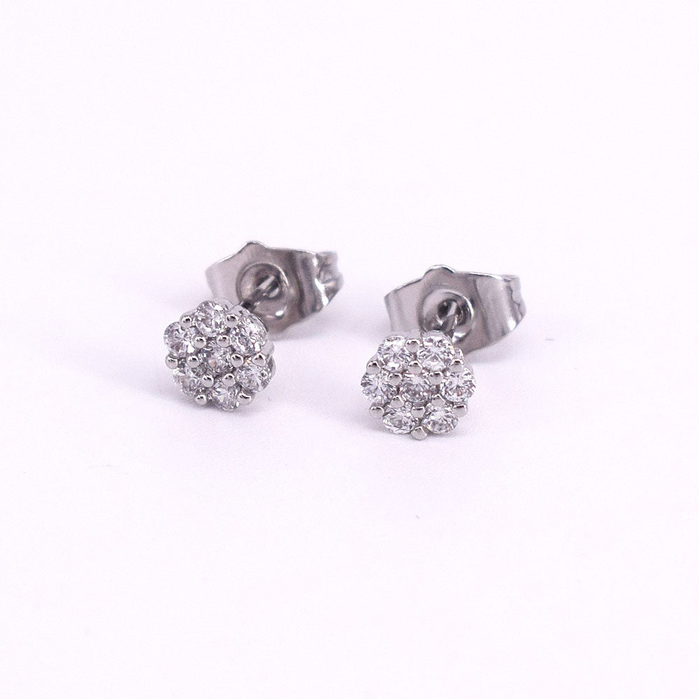 18k Layered Real Gold Filled round flowers earrings hip hop icedout #7