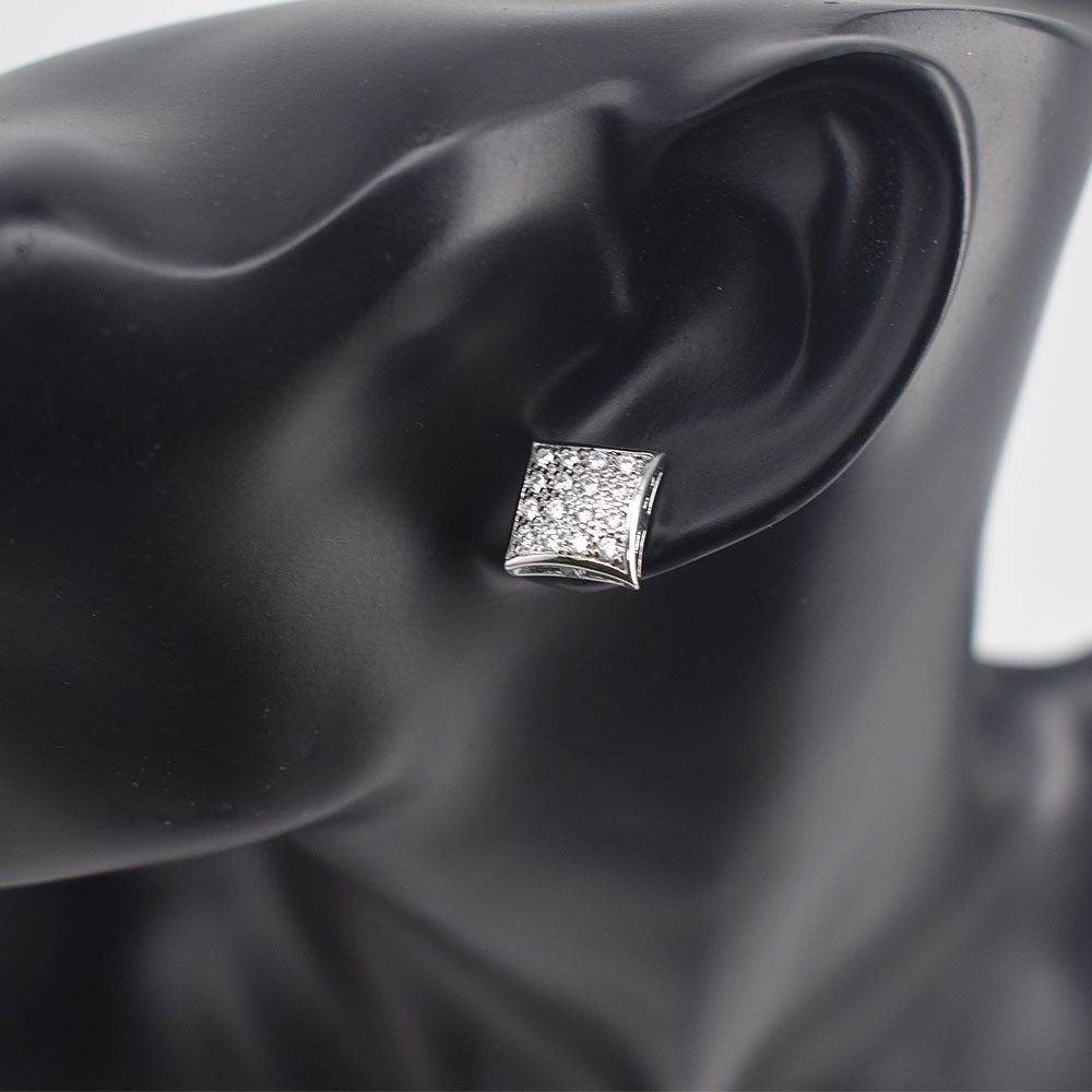 Hip hop icedout square earrings pave settings Cubic Zirconia Real Gold Filled #3