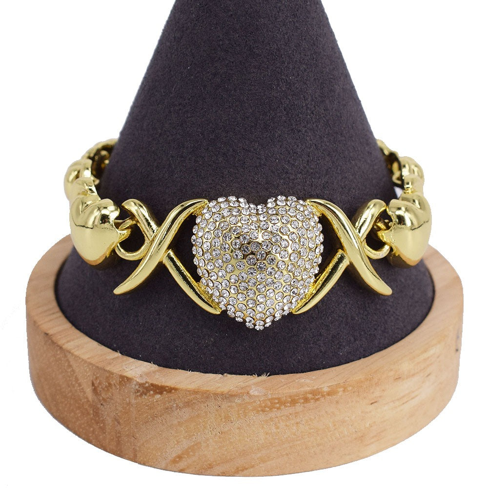 18k Layered real gold filled xo bracelet icedout heart #6