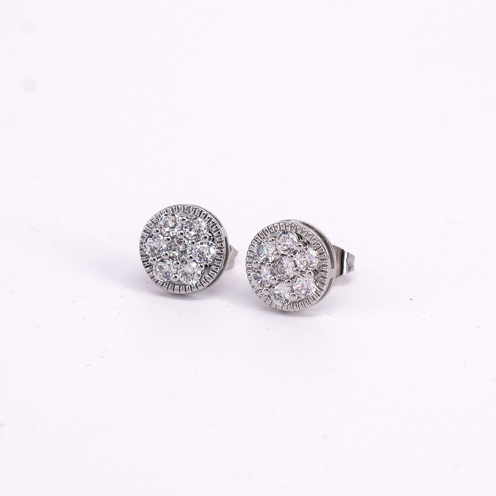 18k Layered Real Gold Filled round flowers earrings hip hop icedout #12