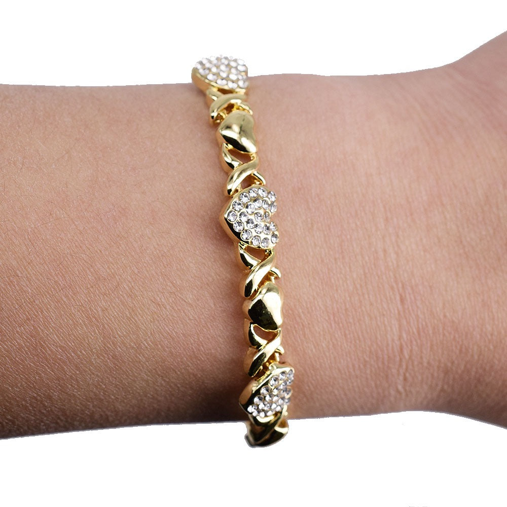 18k Layered real gold filled xo bracelet hearts #7