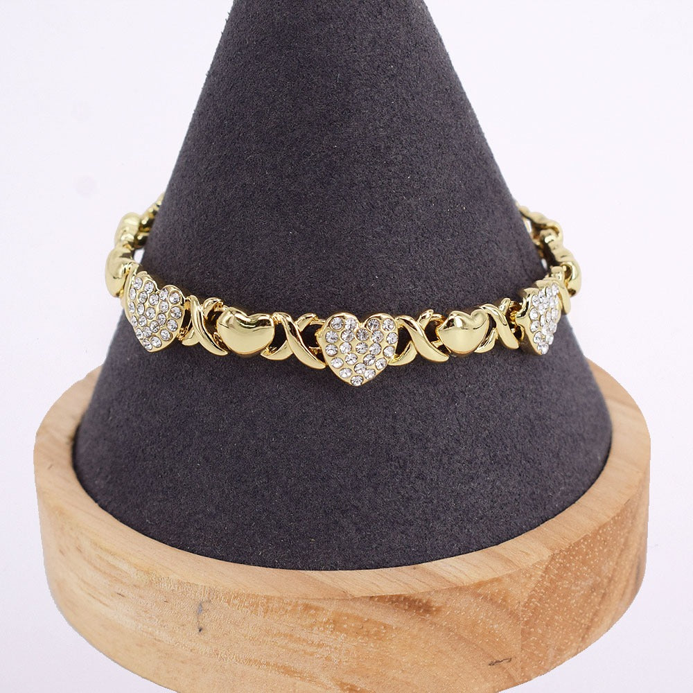 18k Layered real gold filled xo bracelet hearts #7