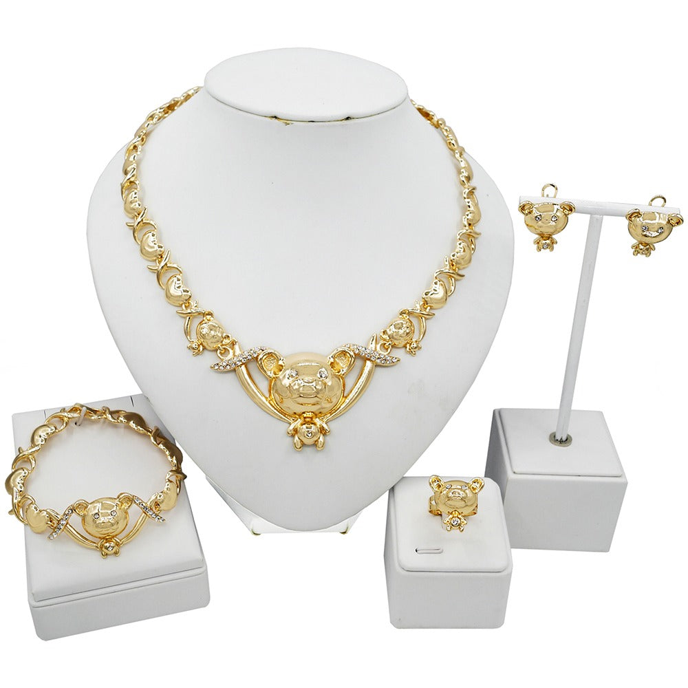 HUGS &KISSES xo teddy bear set gold Plated #78