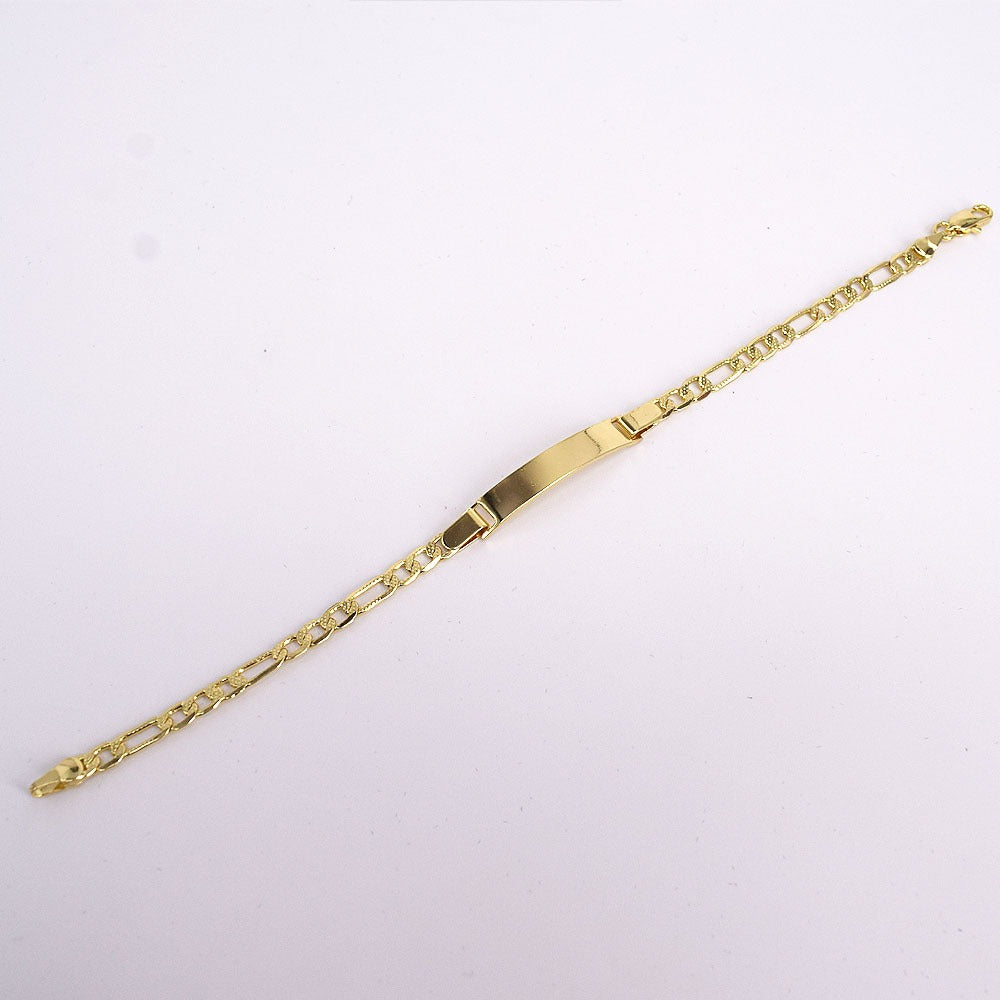 18k Layered Real Gold Filled id Figaro bracelet 7.5"