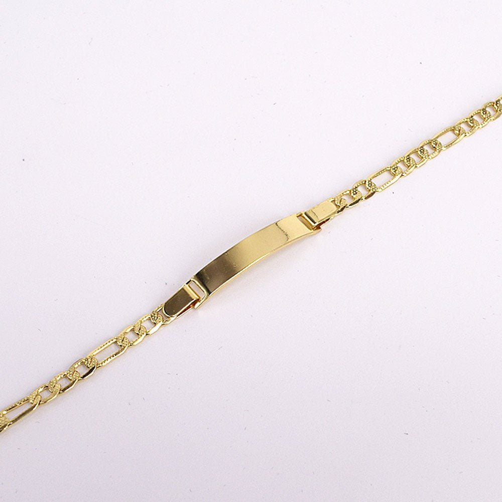 18k Layered Real Gold Filled id Figaro bracelet 7.5"