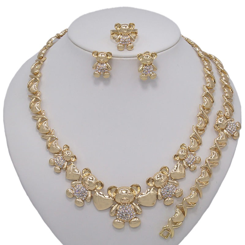 HUGS &KISSES xo teddy bear set gold Plated #86
