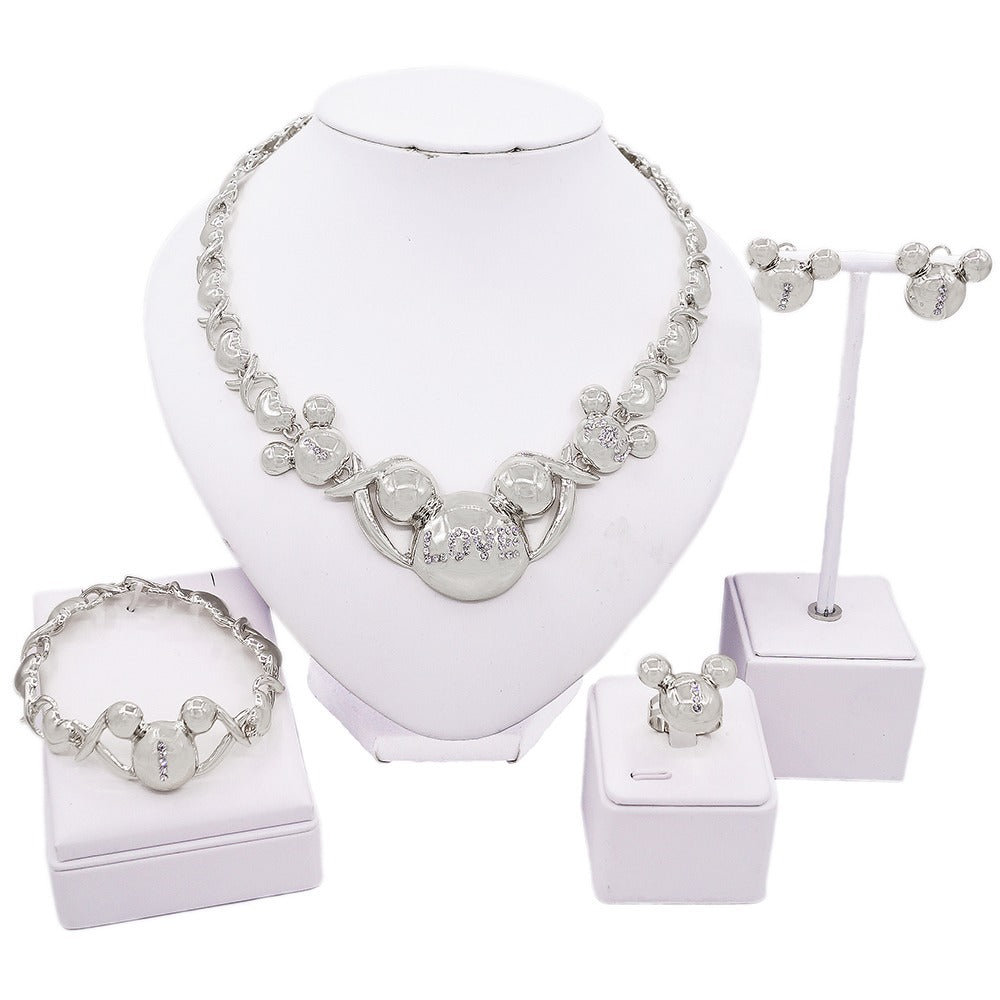 HUGS &KISSES set silver color gold Plated #90