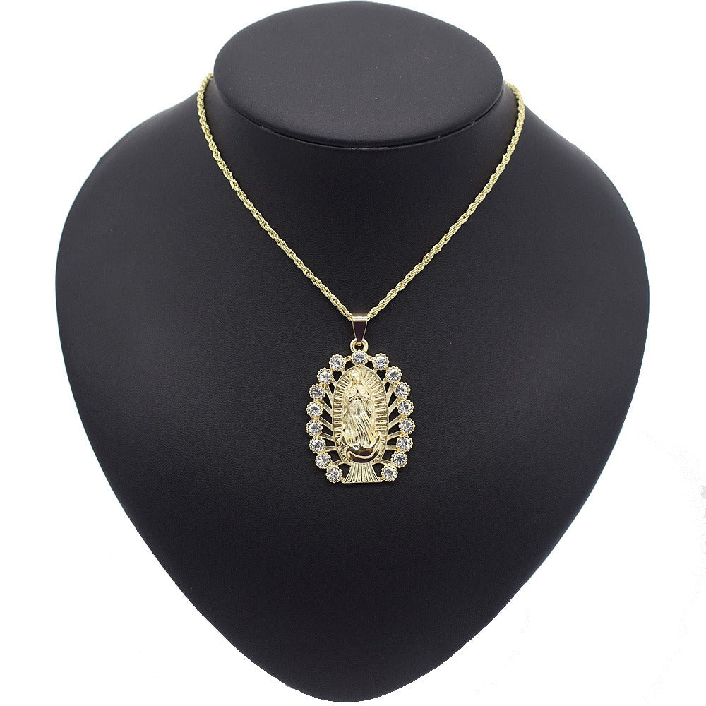 18k Layered Real Gold Filled virgin Mary charm pendant with 24 inches necklace chain #2