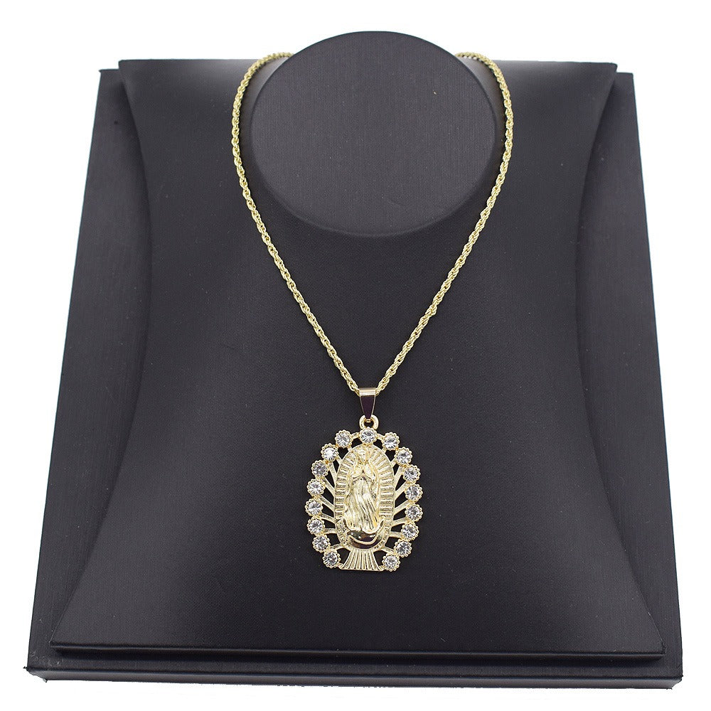 18k Layered Real Gold Filled virgin Mary charm pendant with 24 inches necklace chain #2