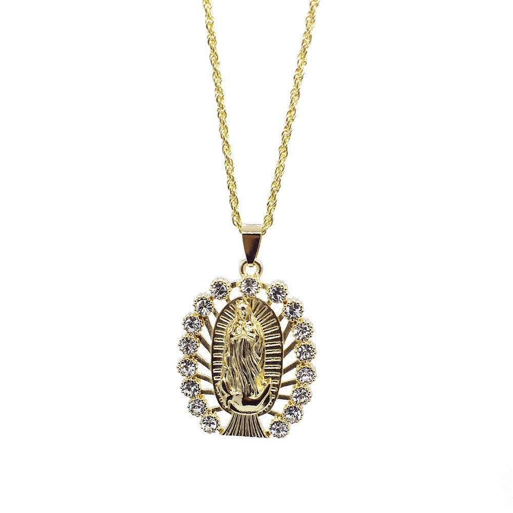18k Layered Real Gold Filled virgin Mary charm pendant with 24 inches necklace chain #2