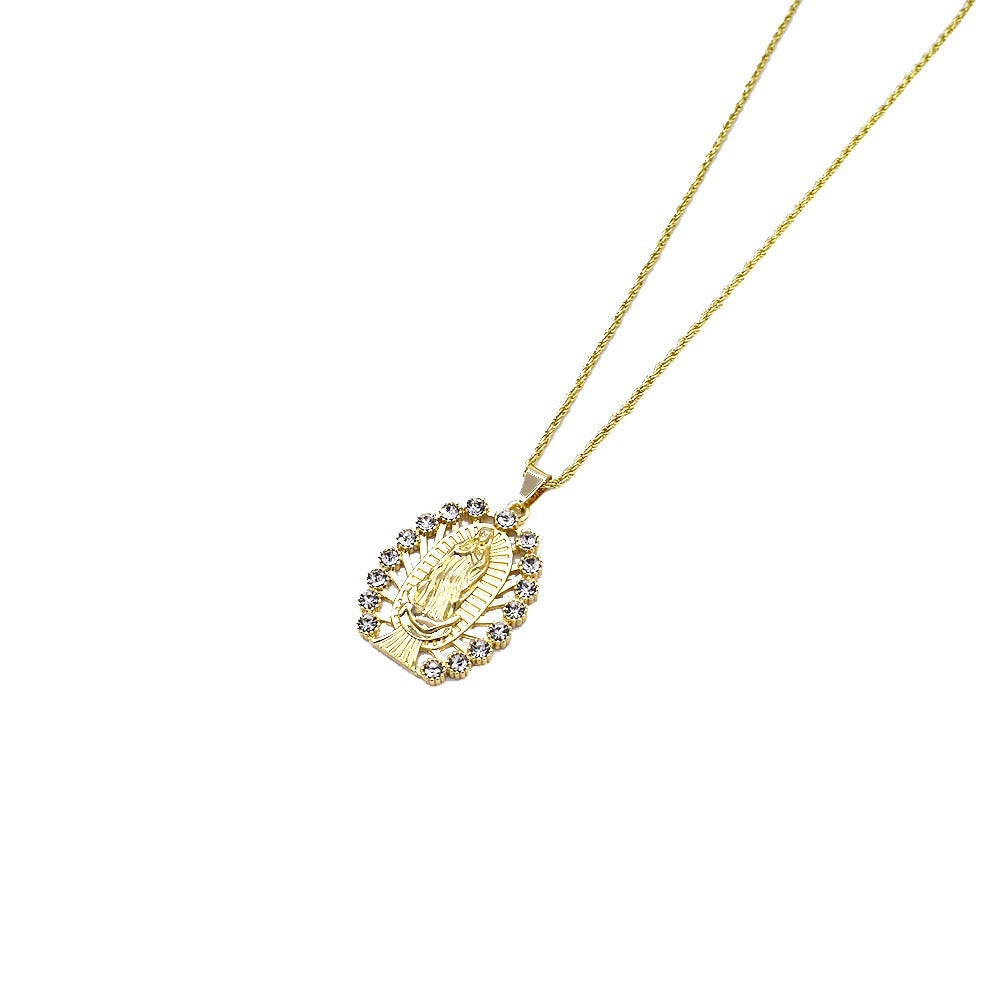 18k Layered Real Gold Filled virgin Mary charm pendant with 24 inches necklace chain #2