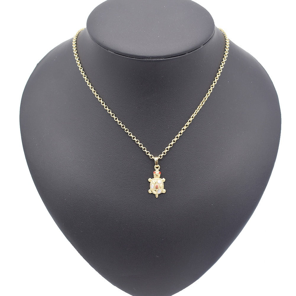 18k Layered Real Gold Plated turtle set tri colors necklace pendant earrings #185