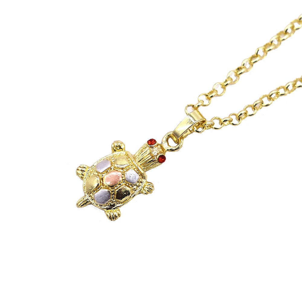 18k Layered Real Gold Plated turtle set tri colors necklace pendant earrings #185