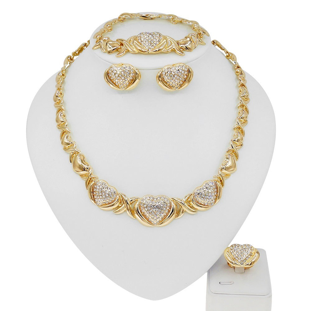 HUGS &KISSES xo set hearts gold Plated #107