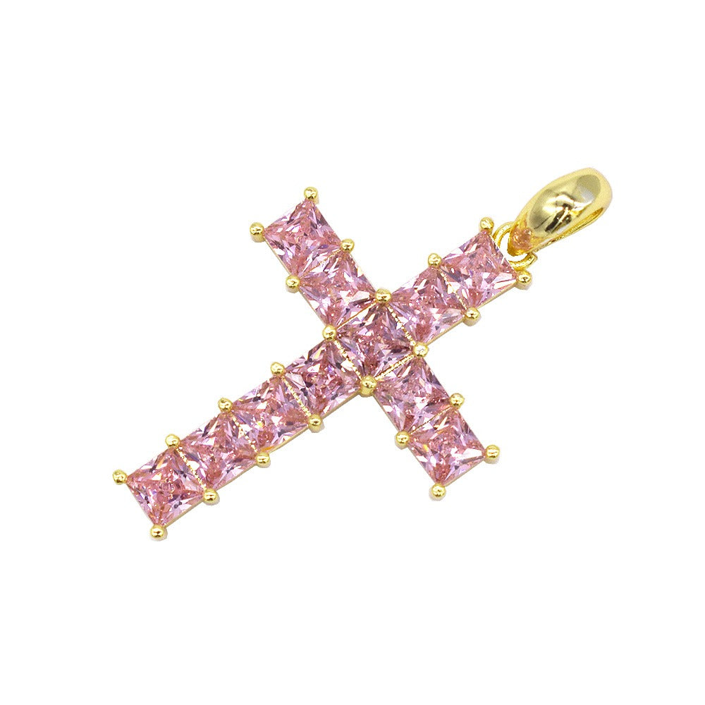 18k Layered Real Gold Filled Set cross pendant with Miami cuben chain 24 inches #17