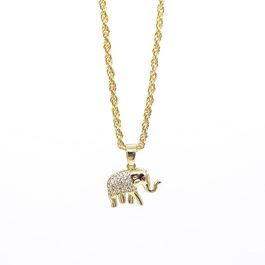 18k Layered Real Gold Filled elephant pendant with 18" chain #49