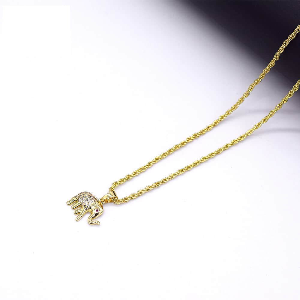 18k Layered Real Gold Filled elephant pendant with 18" chain #18