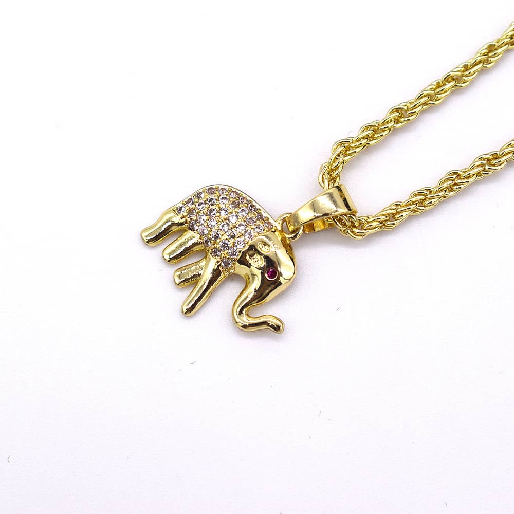 18k Layered Real Gold Filled elephant pendant with 18" chain #18
