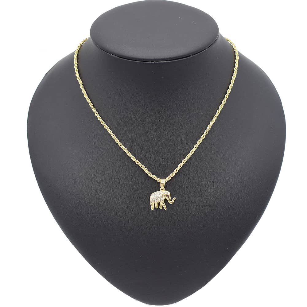 18k Layered Real Gold Filled elephant pendant with 18" chain #18