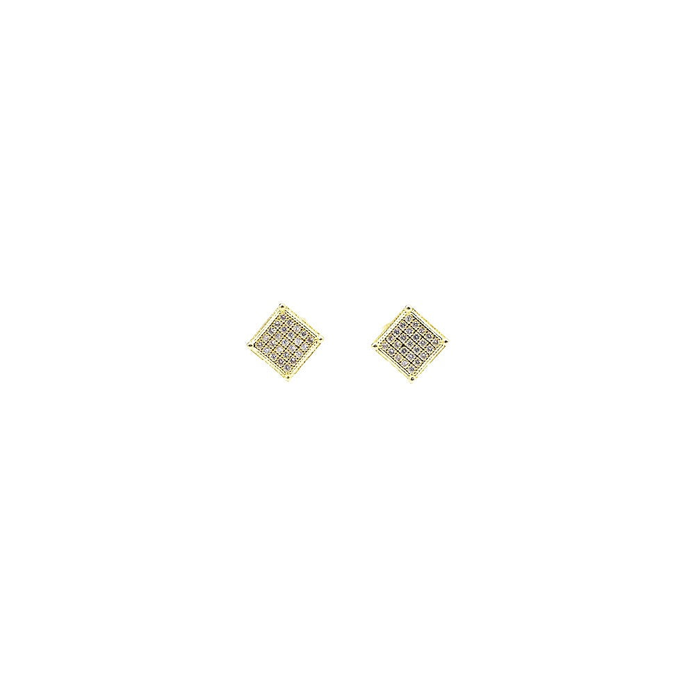 18k Layered Real Gold Filled Square 3D earrings hip hop icedout #14