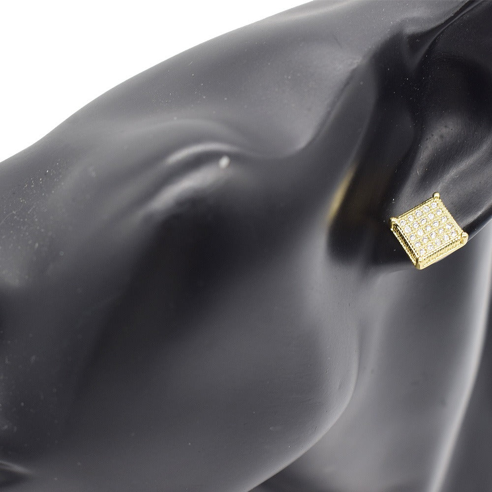 18k Layered Real Gold Filled Square 3D earrings hip hop icedout #14