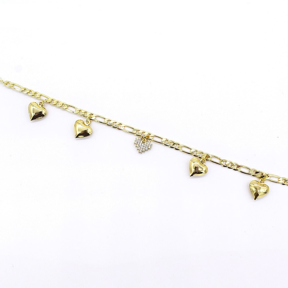 18k Layered real gold Plated hearts anklet bracelet #16
